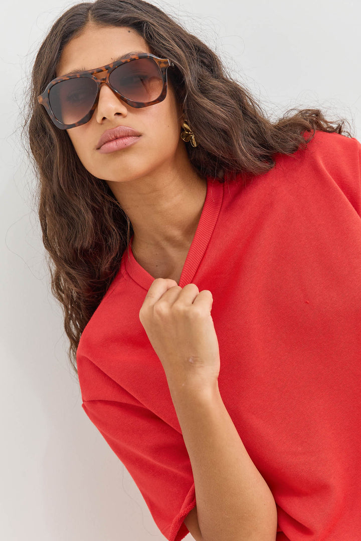 טי שירט בקי פרנץ' טרי סיומת פרומה | אדום