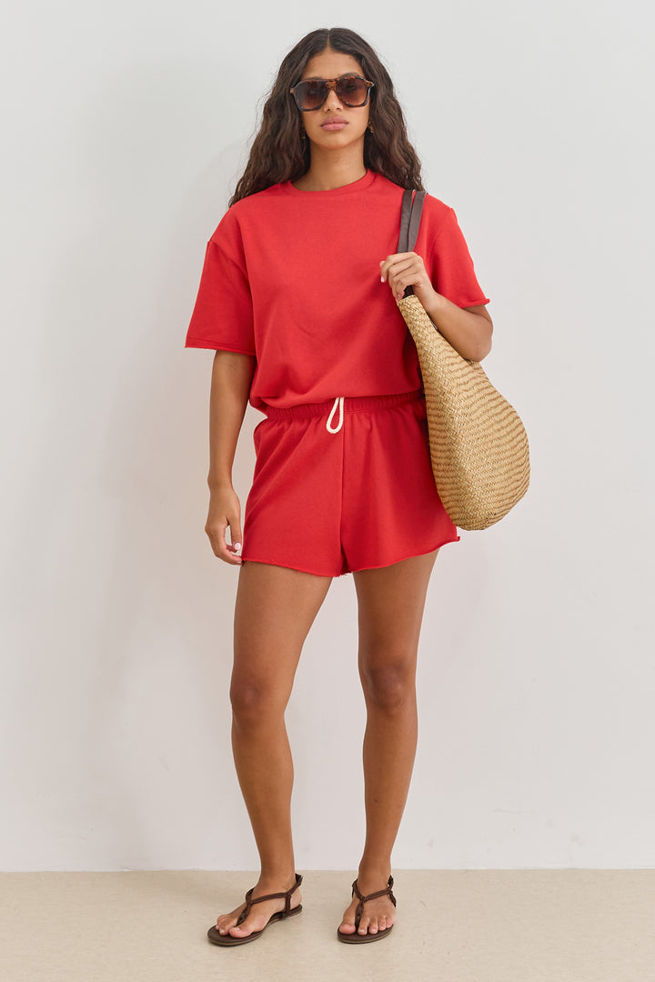 שורטס בקי פרנץ' טרי סיומת פרומה | אדום