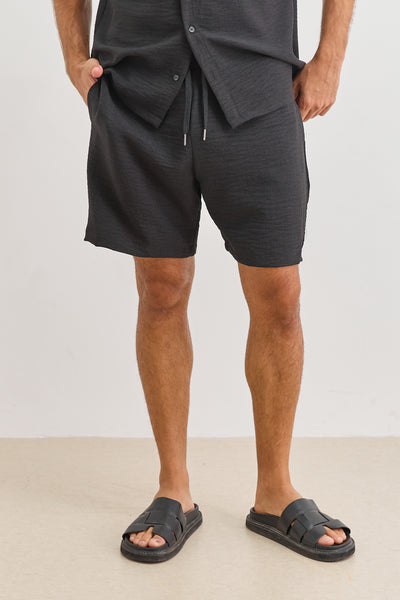 מכנסי מייקל במראה פשתן | שחור