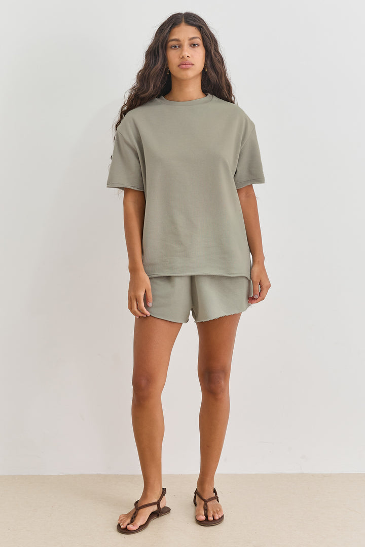 שורטס בקי פרנץ' טרי סיומת פרומה | ירוק זית