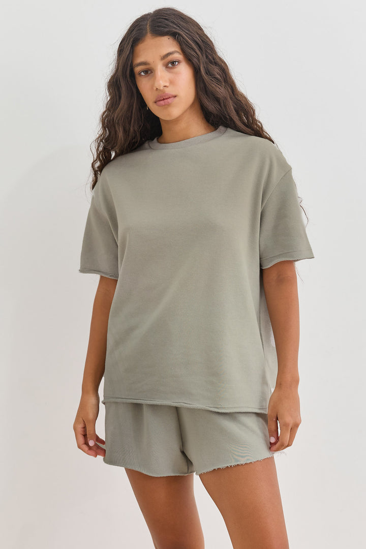 טי שירט בקי פרנץ' טרי סיומת פרומה | ירוק זית