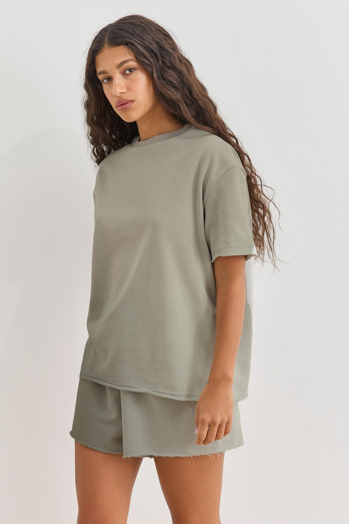 טי שירט בקי פרנץ' טרי סיומת פרומה | ירוק זית