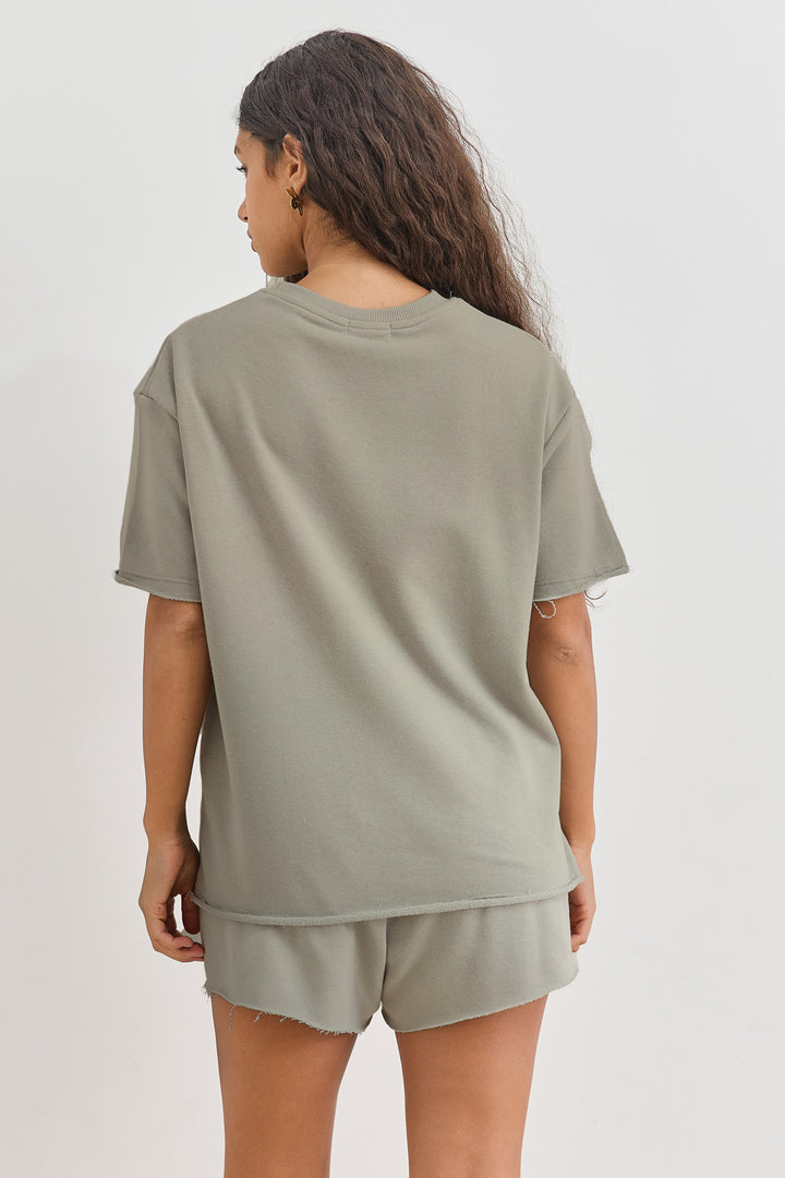 טי שירט בקי פרנץ' טרי סיומת פרומה | ירוק זית