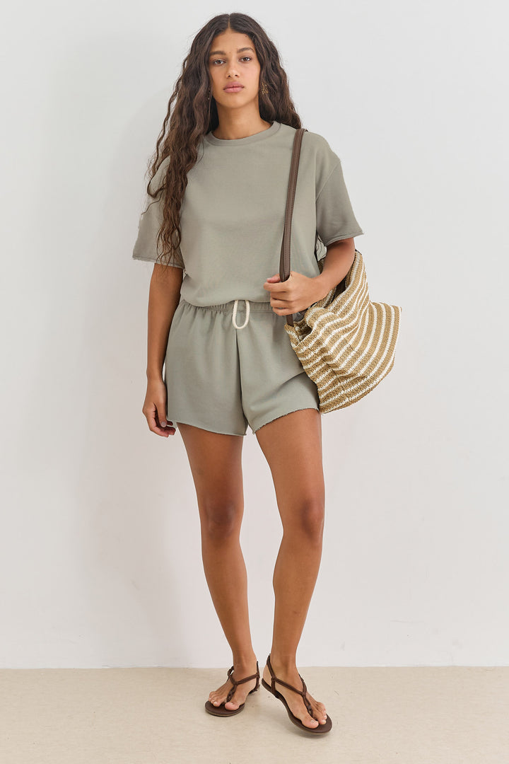 טי שירט בקי פרנץ' טרי סיומת פרומה | ירוק זית