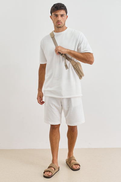 טי שירט תומאס פרנץ' טרי סיומת גזורה | לבן