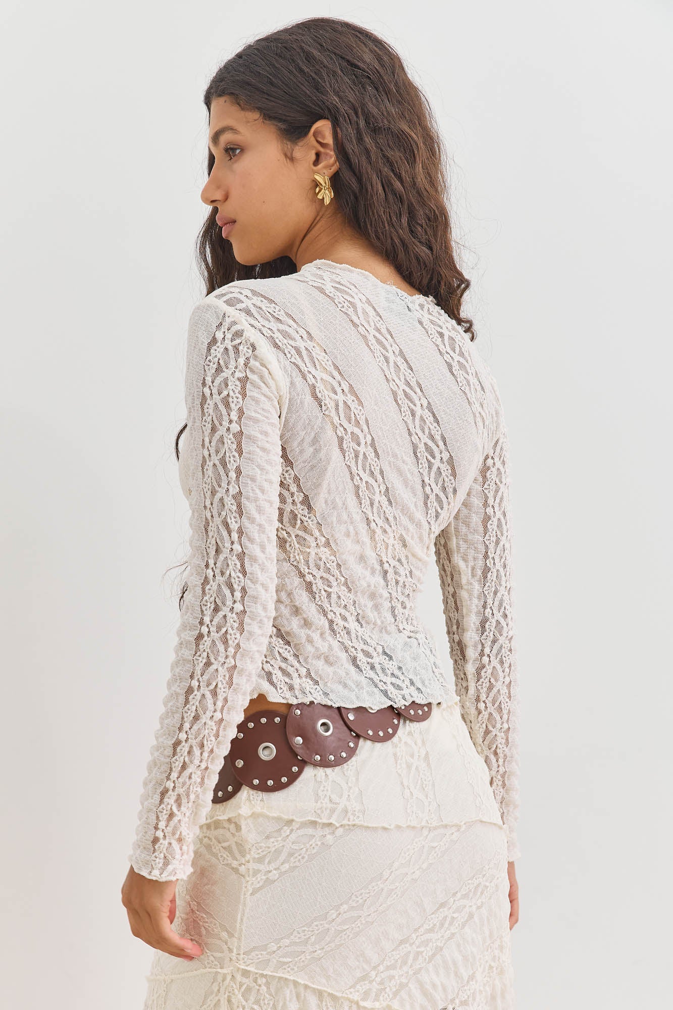 חולצת טינה בד תחרה | שמנת