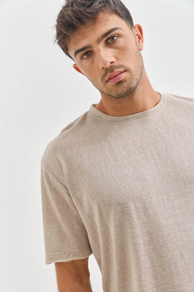 חולצת דמוי פשתן דין גזרת SLIM | מוקה