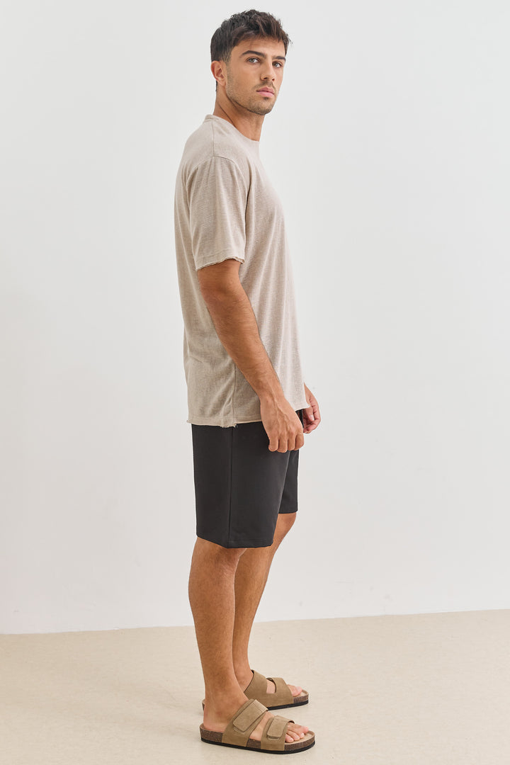 חולצת דמוי פשתן דין גזרת SLIM | מוקה