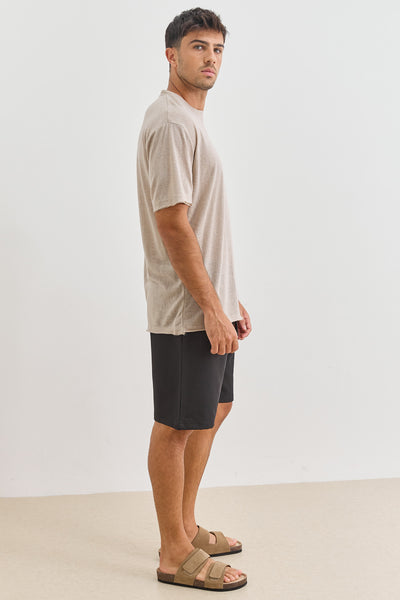 חולצת דמוי פשתן דין גזרת SLIM | מוקה