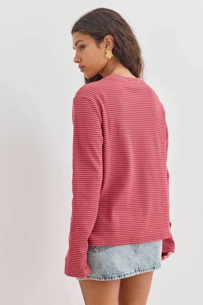 חולצת דריה סטרייפס | ורוד/אדום