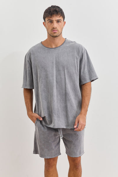 שורטס קרלוס וואש סיומת גזורה | אפור