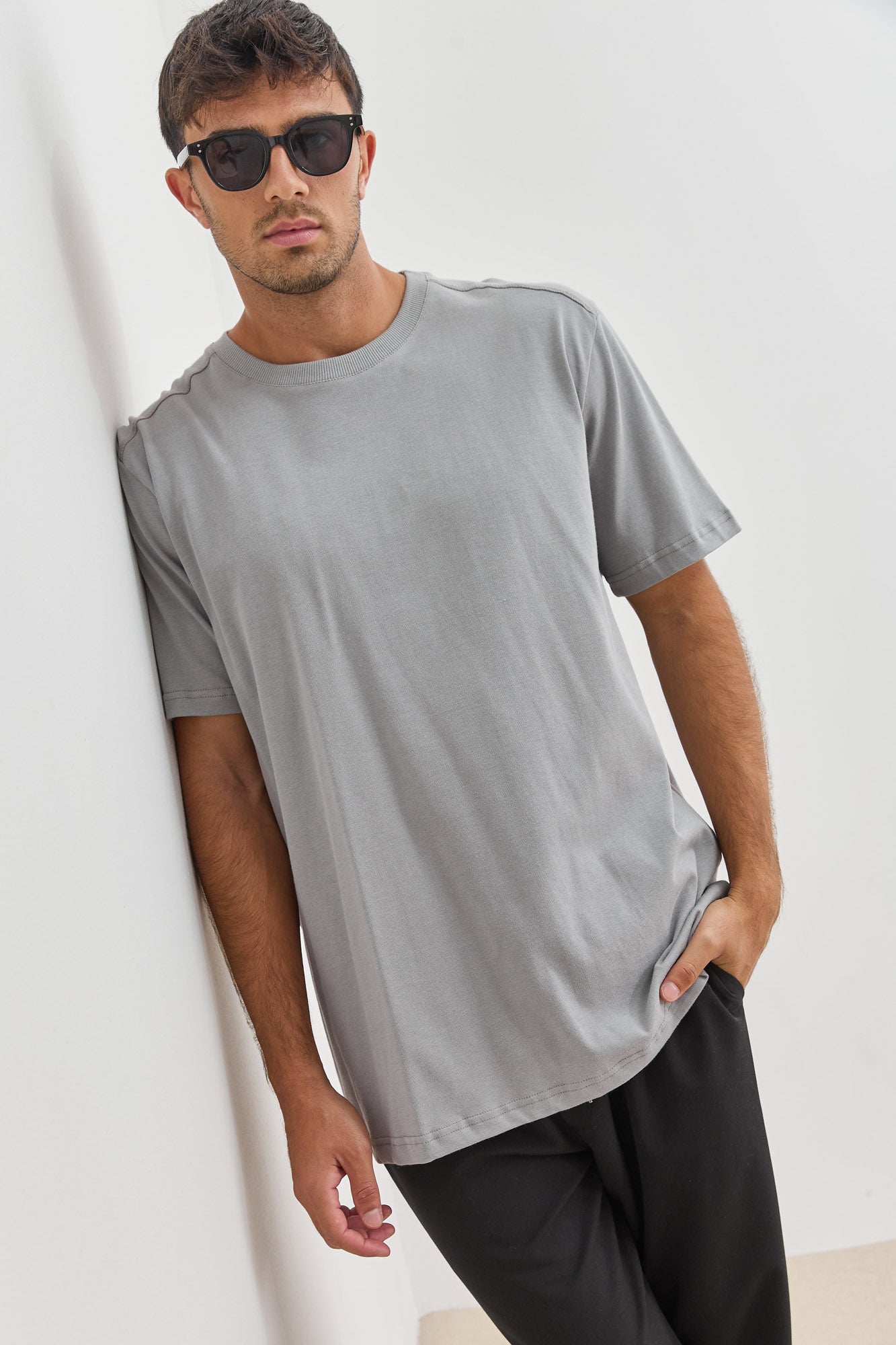 טי שירט סטיבן תפר בגב | אפור