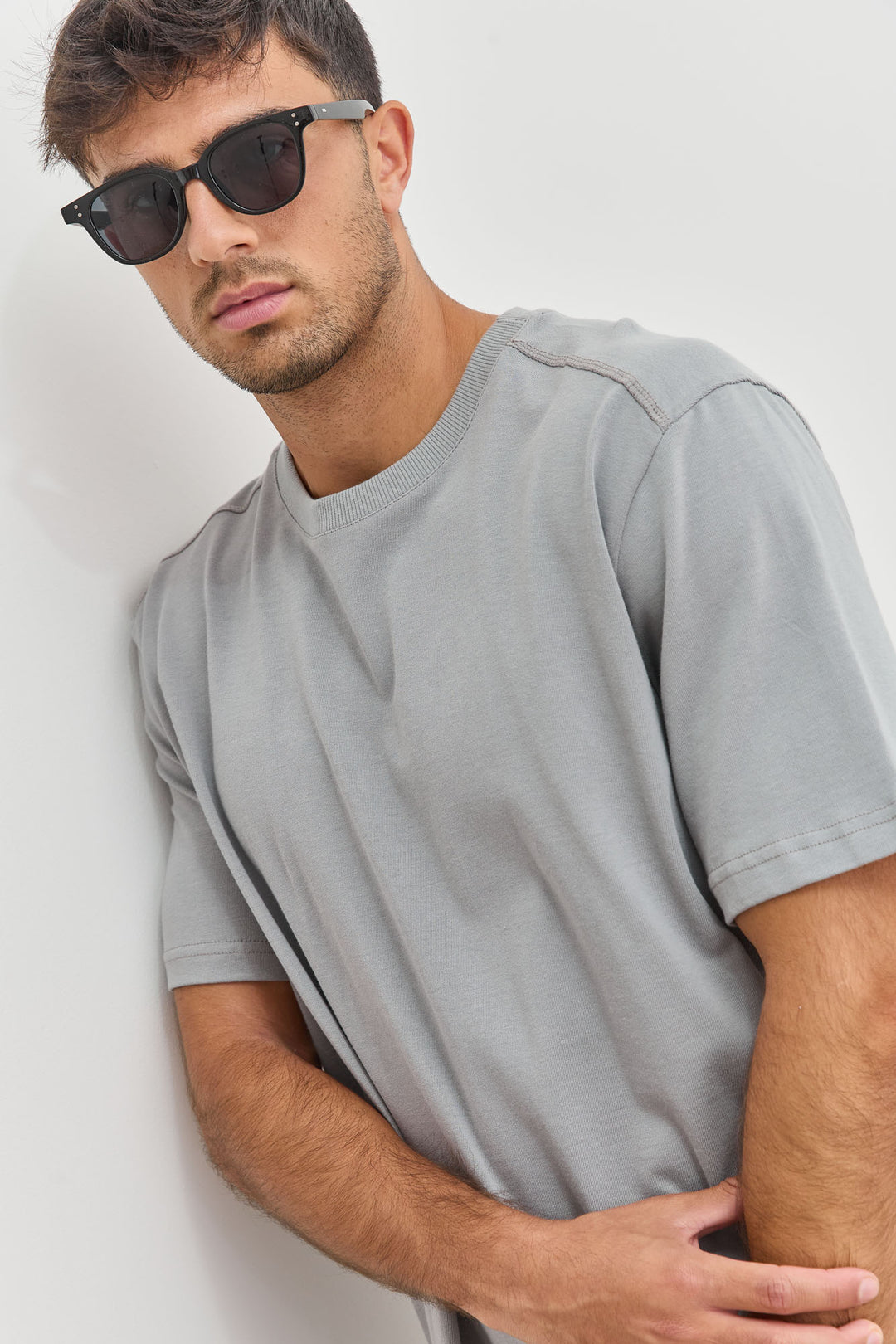 טי שירט סטיבן תפר בגב | אפור