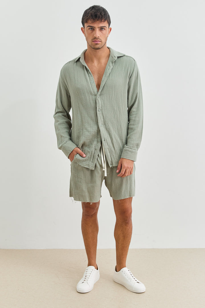 חולצה מכופתרת איידן טטרה סיומת פרומה | ירוק