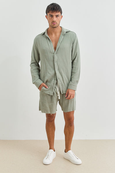 חולצה מכופתרת איידן טטרה סיומת פרומה | ירוק