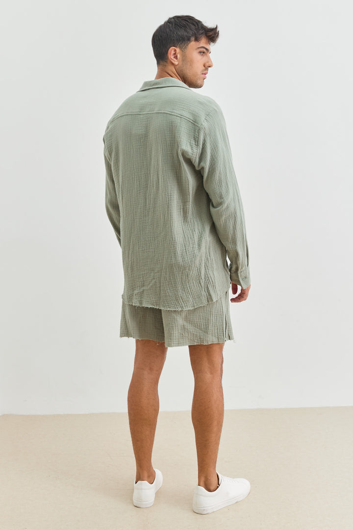 חולצה מכופתרת איידן טטרה סיומת פרומה | ירוק