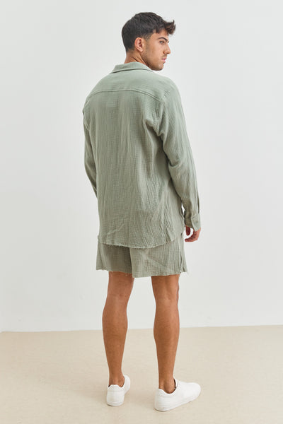 חולצה מכופתרת איידן טטרה סיומת פרומה | ירוק