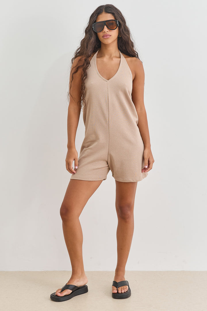 אוברול קשירה פלורנס מחשוף גב | מוקה