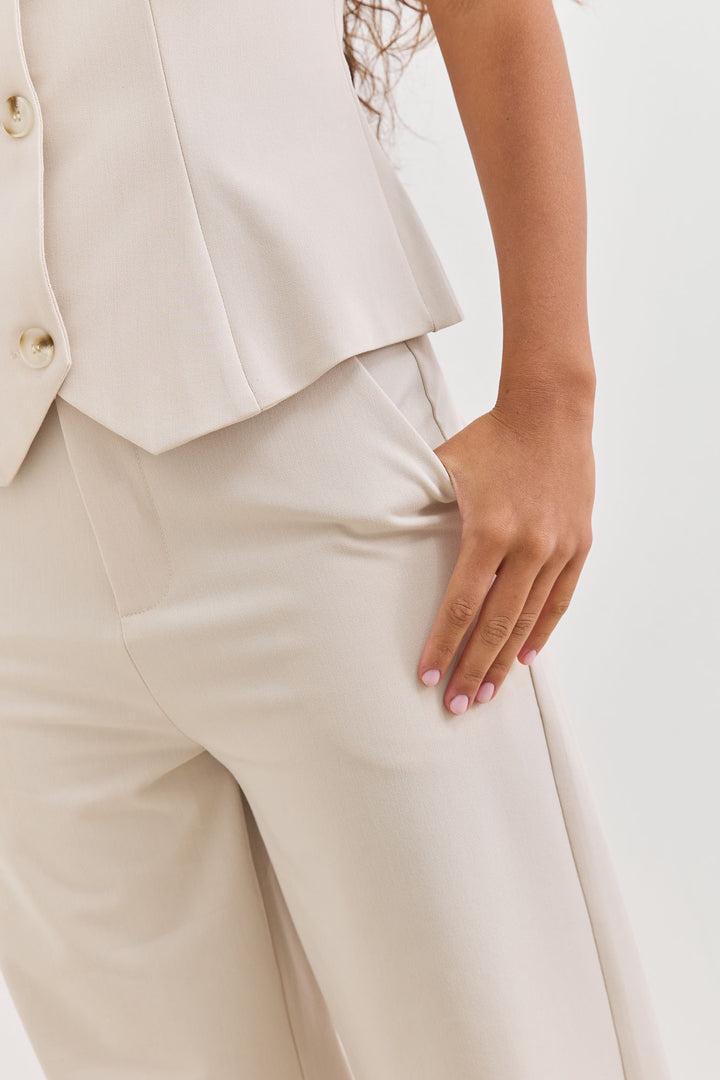 מכנסיים מחויטים מונה גזרה ישרה | אבן