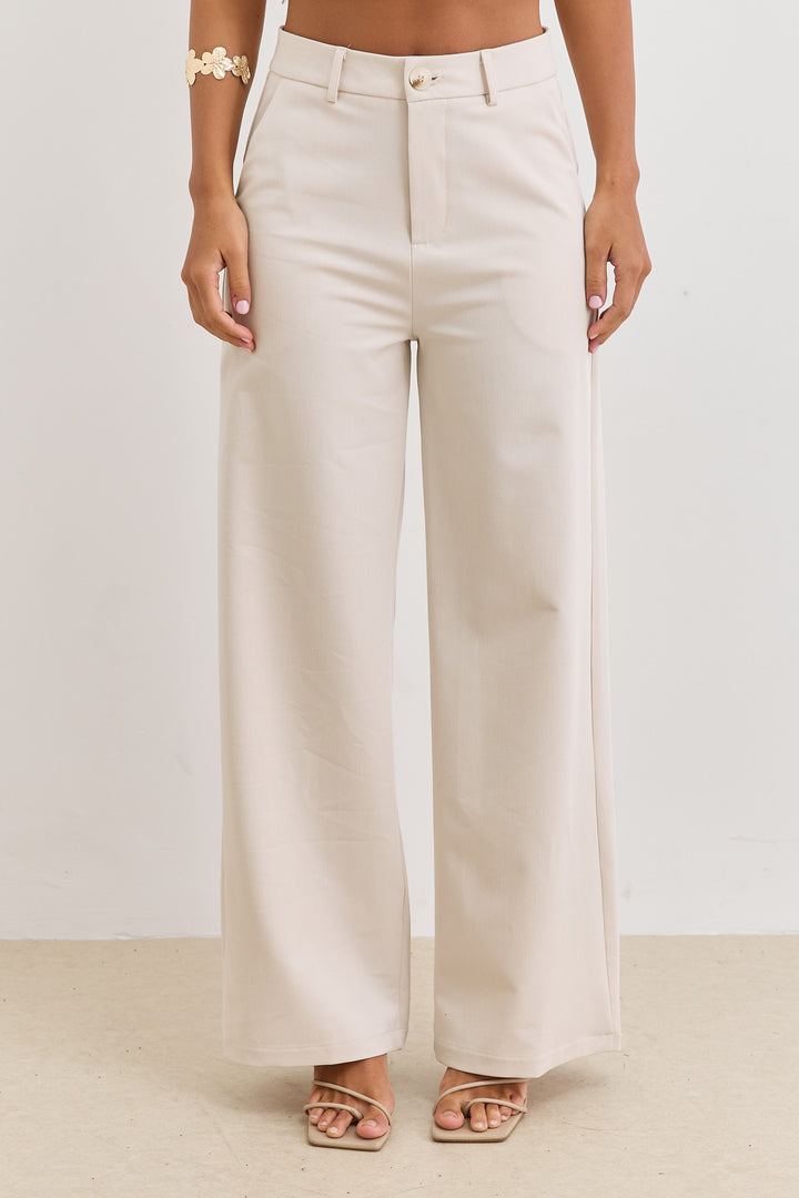 מכנסיים מחויטים מונה גזרה ישרה | אבן