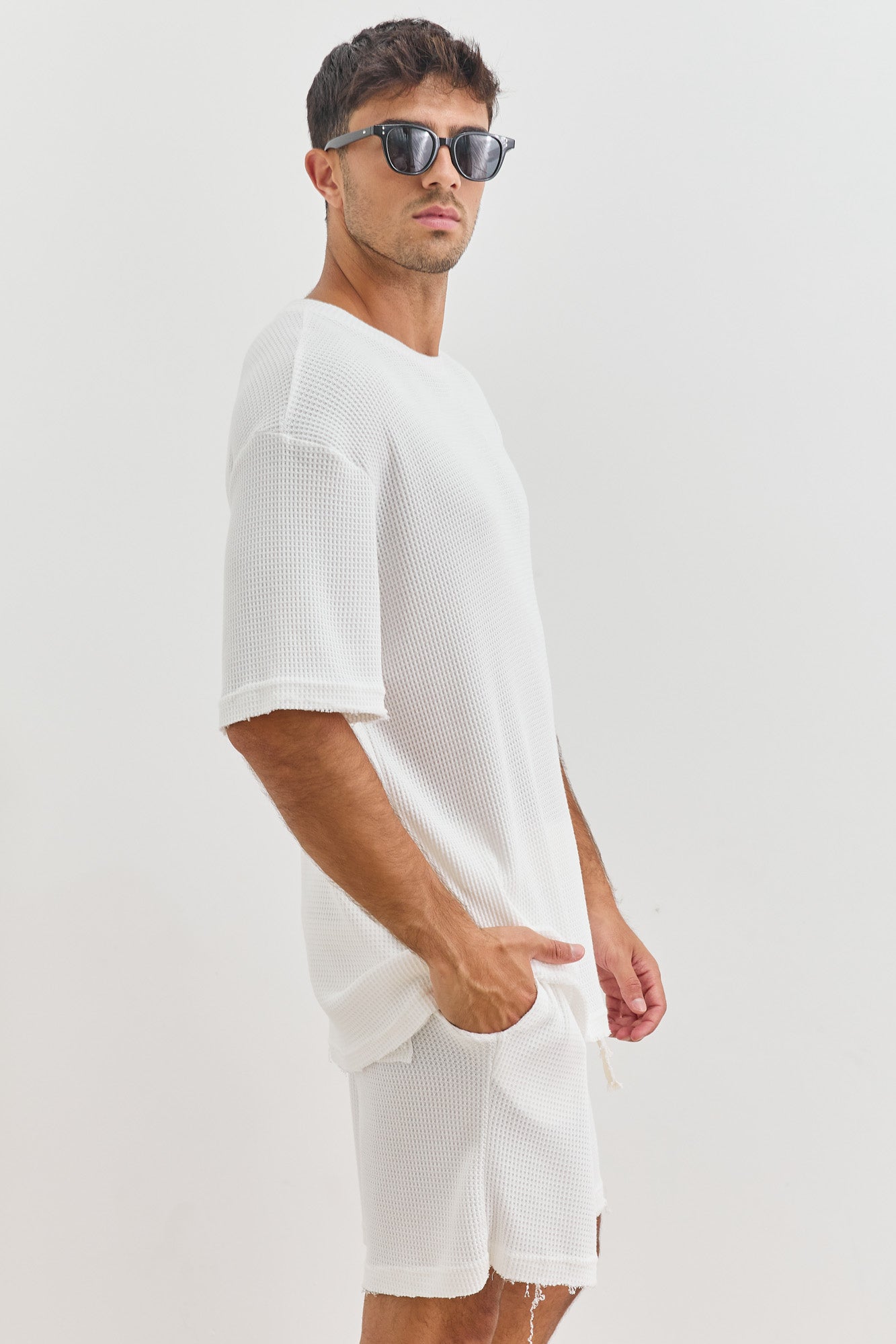 חולצת דיוויד בד וופל וואש סיומת פרומה | לבן