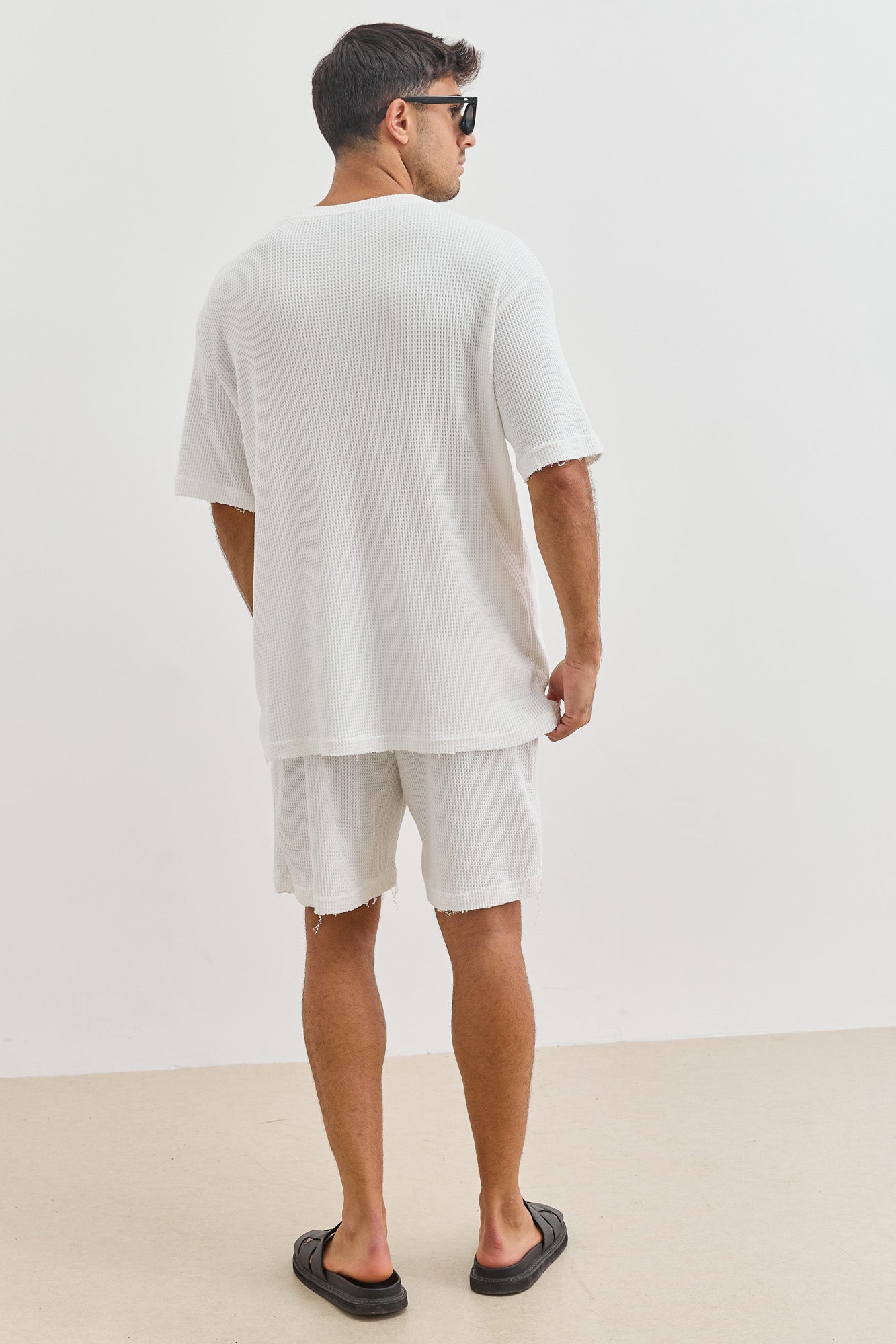 חולצת דיוויד בד וופל וואש סיומת פרומה | לבן