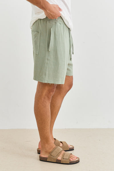 שורטס דמוי פשתן גוני סיומת פרומה | ירוק