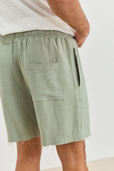 שורטס דמוי פשתן גוני סיומת פרומה | ירוק