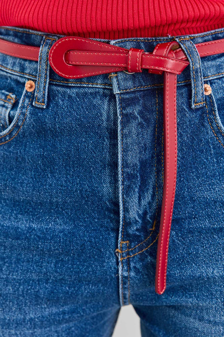 חגורת לייני דמוי עור | בורדו