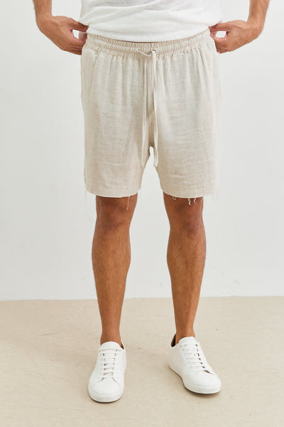 שורטס דמוי פשתן גוני סיומת פרומה | בז'