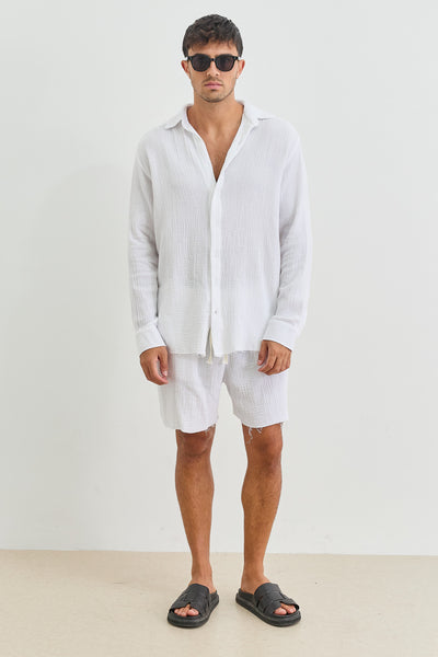 חולצה מכופתרת איידן טטרה סיומת פרומה | לבן