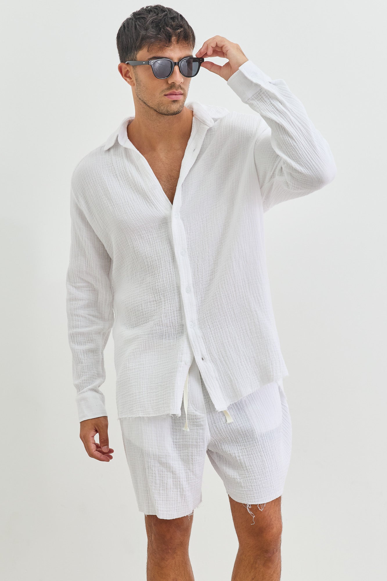 חולצה מכופתרת איידן טטרה סיומת פרומה | לבן