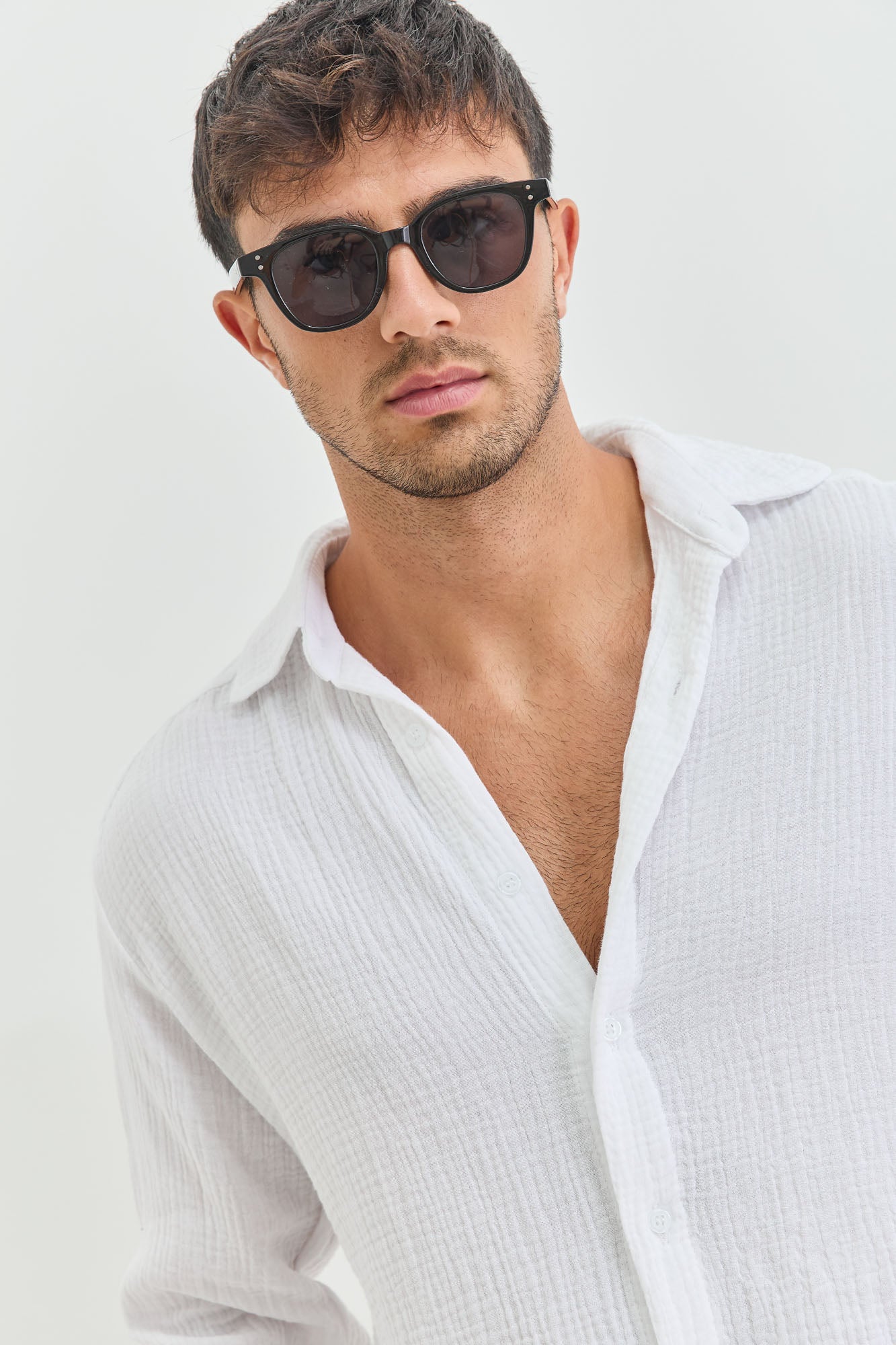 חולצה מכופתרת איידן טטרה סיומת פרומה | לבן