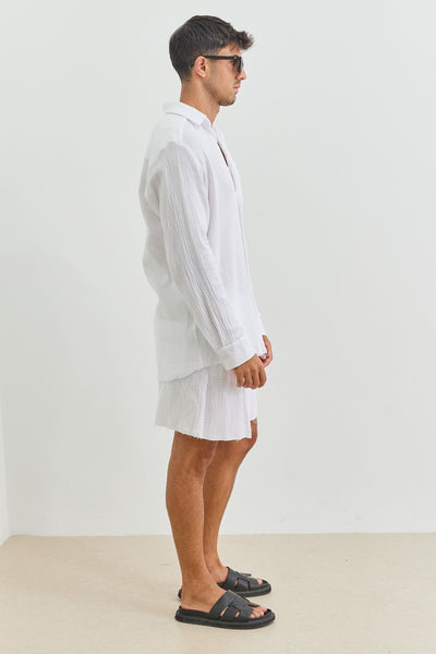 חולצה מכופתרת איידן טטרה סיומת פרומה | לבן