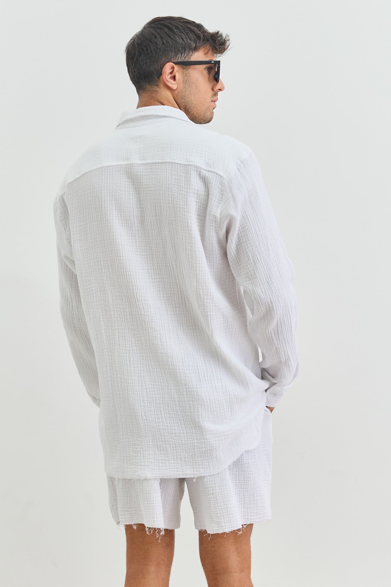 חולצה מכופתרת איידן טטרה סיומת פרומה | לבן