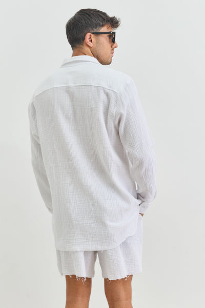 חולצה מכופתרת איידן טטרה סיומת פרומה | לבן