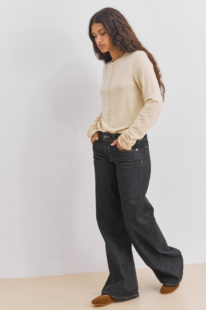 חולצת בייסיק נורה תפר קדמי | בז'