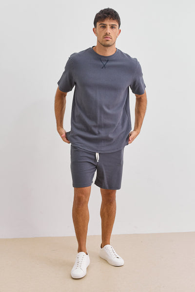 חולצת וופל אנדרו צווארון ניקי | אפור כהה