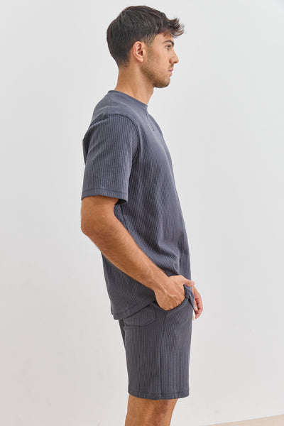 חולצת וופל אנדרו צווארון ניקי | אפור כהה