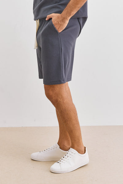 מכנסי וופל אנדרו גומי במותן | אפור כהה