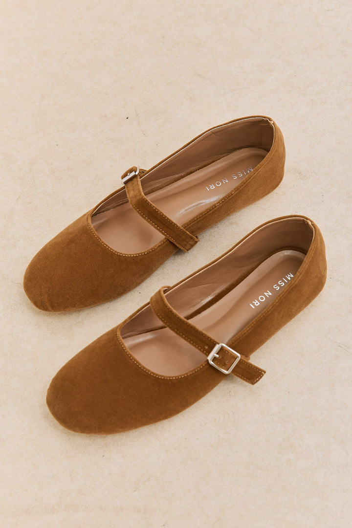 נעלי בובה אלכסנדרה בד זמש | חום