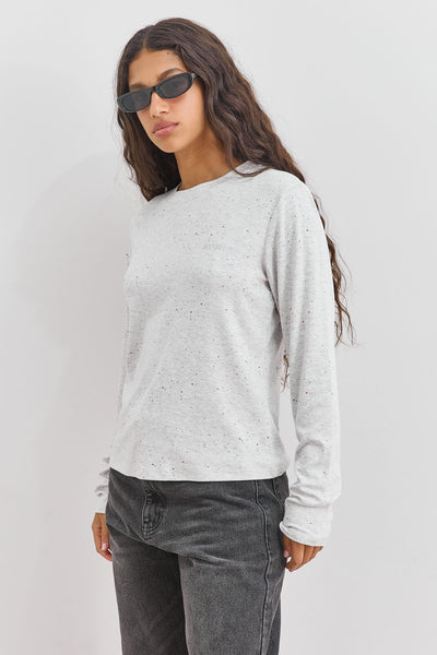 חולצת בייסיק נסיה בד מלאנז'  | אפור בהיר