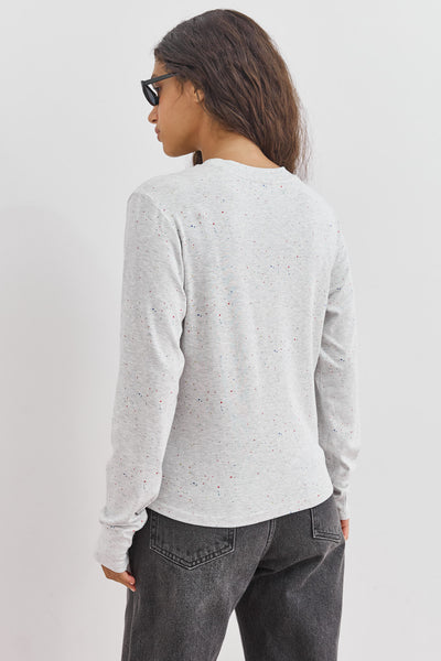 חולצת בייסיק נסיה בד מלאנז'  | אפור בהיר