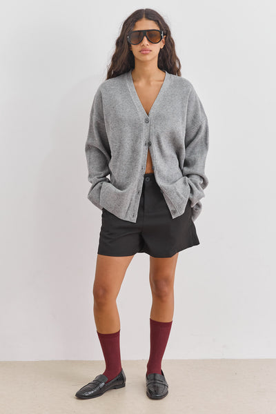 קרדיגן סריג ליסה בשילוב כפתורים | אפור