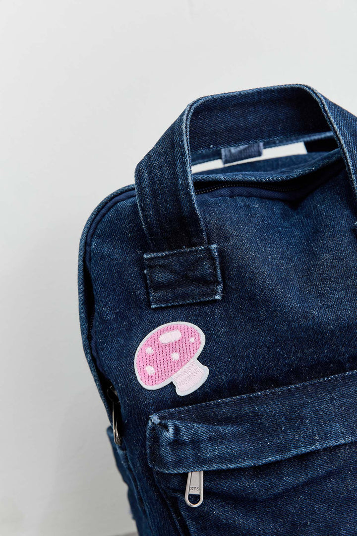 תיק גב דנים קטן עם פאצ'ים | ג'ינס כהה