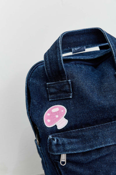 תיק גב דנים קטן עם פאצ'ים | ג'ינס כהה