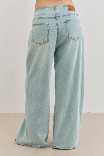 מכנסי ג'ינס אייריס גזרה רחבה | ג'ינס בהיר