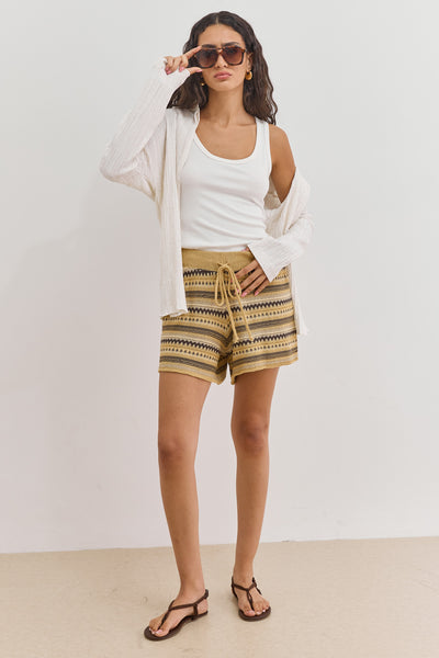 שורטס סריג סנדרה סטרייפס | חום/צהוב