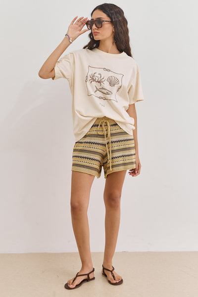 שורטס סריג סנדרה סטרייפס | חום/צהוב