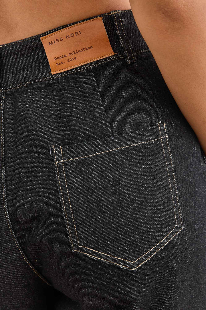 מכנסי דנים הנסון גזרת בויפרינד | ג'ינס כהה